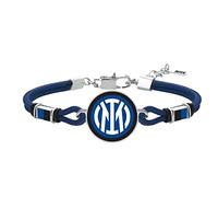 F.C. Internazionale Pulsera Cordón, Hombre, Negro Azul, Talla única, Acero inoxidable, Sin gemas.