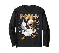 F Caw F Angry Duck Funny Bird Sarcástico Humor Diseño Manga Larga
