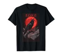 F-Caw-F Black Crow Screaming Blood Moon Gothic Raven Camiseta