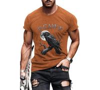 F-Caw-F - Camisetas divertidas para hombre, novedosa camiseta de cuello redondo Fcawf con estampado de pájaros negros, camisetas casuales, Naranja-noche oscura y cuervos, 5XL