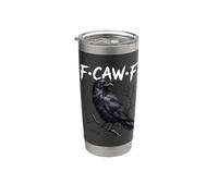 F-Caw-F Cuervo Gótico Negro Pájaro Cuervo Amante Humor Oscuro Fcawf Vaso térmico de acero inoxidable de doble pared