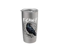 F-Caw-F Cuervo Gótico Negro Pájaro Cuervo Amante Humor Oscuro Fcawf Vaso térmico de acero inoxidable de doble pared