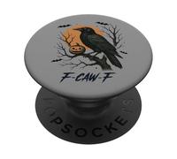 F-Caw-F Cuervo Miedo Pájaro Negro Meme Gótico Calabaza de Halloween PopSockets PopGrip Adhesivo