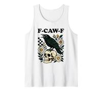 F-Caw-F Divertida Calavera de Cuervo con Humor Floral gótico Oscuro Camiseta sin Mangas