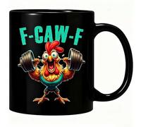 F-CAW-F - Divertida taza de café de cerámica de 15 onzas, regalo sarcástico, sarcasmo de aves de corral, taza de broma animada, tazas de café de granja, taza de broma, cumpleaños y Navidad