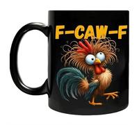 F-CAW-F - Divertida taza de café de cerámica de 15 onzas, regalo sarcástico, sarcasmo de aves de corral, taza de broma animada, tazas de café de granja, taza de broma, cumpleaños y Navidad