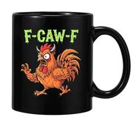 F-Caw-F - Divertida taza de café de cerámica, diseño de pollo, taza sarcástica de pollos novedosos, taza sarcástica divertida de gallo con diseño de gallo, taza de té de meme de gallo loco, regalo