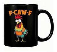 F-Caw-F - Divertida taza de café de cerámica, diseño de pollo, taza sarcástica de pollos novedosos, taza sarcástica divertida de gallo con diseño de gallo, taza de té de meme de gallo loco, regalo