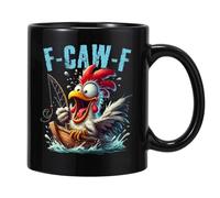 F-Caw-F - Divertida taza de pollo - Taza de meme de gallo gritando | Taza de café de animales de granja, tazas de café de granja, regalo divertido para amigos, compañeros de trabajo y amantes de los