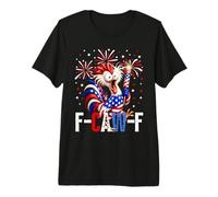 F Caw F Funny 4th of July American Flag Rooster Meme Camiseta Premium