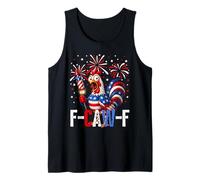 F Caw F Funny 4th of July American Flag Rooster Meme Camiseta sin Mangas