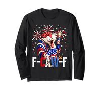 F Caw F Funny 4th of July American Flag Rooster Meme Manga Larga