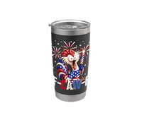 F Caw F Funny 4th of July American Flag Rooster Meme Vaso térmico de acero inoxidable de doble pared