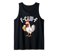 F-Caw-F Funny Chicken Hilarious Rooster Holding Beer Graphic Camiseta sin Mangas