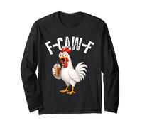 F-Caw-F Funny Chicken Hilarious Rooster Holding Iced Coffee Manga Larga