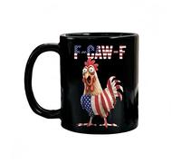 F-Caw-F Funny Chicken Mug, F-Caw-F Ceramic Cup, Funny Chicken Humor, Novelty Mugs Gifts Office Home, Novelty Farmhouse Rooster Coffee Mugs with Ergonomic Handle (Dual-color)
