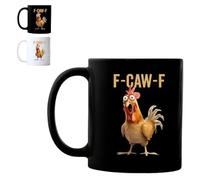 F-Caw-F Funny Chicken Mug, Personalized Caw-F Sarcastic Cup, Ceramic Tea Cup for Men Women, Novelty Mugs Gifts Office Home (B)
