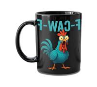 F-Caw-F Funny Chicken Mug, Personalized Caw-F Sarcastic Cup, Ceramic Tea Cup for Men Women, Novelty Mugs Gifts Office Home (F)