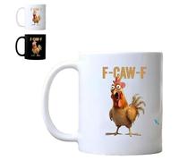F-Caw-F Funny Chicken Mug, Personalized Caw-F Sarcastic Cup, Ceramic Tea Cup for Men Women, Novelty Mugs Gifts Office Home (A)