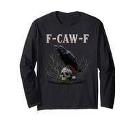 F-Caw-F Funny Crow pájaro Negro Santa Skull Navidad Meme tee Manga Larga