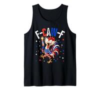 F-Caw-F Funny Patriotic Rooster 4th of July American Flag Camiseta sin Mangas