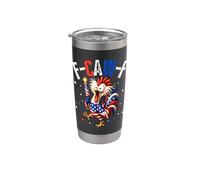 F-Caw-F Funny Patriotic Rooster 4th of July American Flag Vaso térmico de acero inoxidable de doble pared