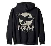 F Caw F Goteando Divertido Cuervo Luna Grunge Sudadera con Capucha