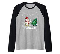 F-Caw-F Pollo Navidad Gorro Santa Árbol Divertido Camiseta Manga Raglan