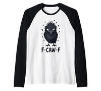 F-Caw-F Raven Moon Gothic Halloween, Amante de los pájaros Cuervos Negros Camiseta Manga Raglan