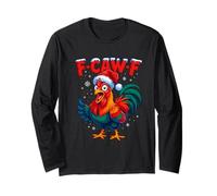 F Caw F Rooster Funny Christmas Chicken Adult Humor Sarcasm Manga Larga