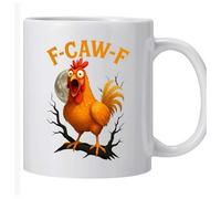 F-Caw-F - Taza de café divertida con diseño de gallo, taza de café de cerámica, taza de café de 325 ml, regalo para hombres y mujeres para adultos, fanáticos humorísticos, mejores amigas, trabajadores