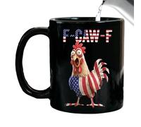 F Caw F - Taza de cerámica de 355 ml, diseño de pollo con bandera de Estados Unidos, taza de café de cerámica con forma de pollo con mango curvado para el hogar, negocios, mujeres, madre, dama, granja