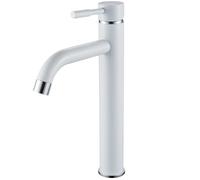 F-DEEN - Grifo de baño alto blanco, monomando para lavabo de baño, de latón, agua caliente y fría