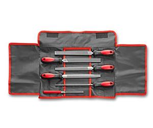 F. DICK 13085000 - Juego de 6 limas multiusos multiusos para madera, acero, hierro, metal no ferroso, lima de sierra de molino, lima de escofina, semicircular + redonda) en bolsa enrollable