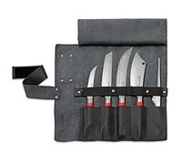 F.DICK Red Spirit 8176800-01 - Funda de piel con ruedas (5 piezas, incluye cuchillo deshuesar, cuchillo de cocinar, pinzas de búfalo), color negro