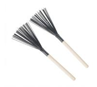 F Fityle 1 Par de Cepillos de Batería de Nylon con Mango Recto de Madera Escobillas de Percusión con Flexible para Barrido Consistente y Control Dinámico Apto , Negro