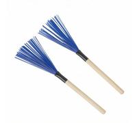 F Fityle 1 Par de Cepillos de Batería de Nylon con Mango Recto de Madera Escobillas de Percusión con Flexible para Barrido Consistente y Control Dinámico Apto , Azul