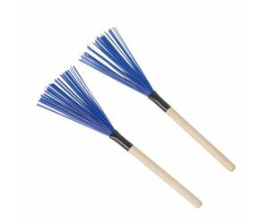 F Fityle 1 Par de Cepillos de Batería de Nylon con Mango Recto de Madera Escobillas de Percusión con Flexible para Barrido Consistente y Control Dinámico Apto , Azul