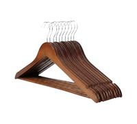 F Fityle 10 Perchas Madera para Ropa, ahorran Espacio, Perchas con Ranuras para los Hombros para Toallas, Pantalones, Camisas, Prendas Vestir y Abrigos, Color Nogal
