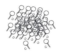 F Fityle 100 Uds llaveros en Blanco llaveros Anillos de Metal con Cadena de eslabones y Anillos de Salto Abiertos a Granel para Manualidades joyería, Negro