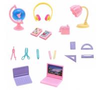 F Fityle 17 Piezas Set Accesorios Escolares Miniatura con Portátil Tallado Colección Objetos Escritorio Miniatura Realista para Juego Imaginativo