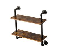 F Fityle 2 Niveles Estante de Pared de tubería Industrial 26x23.6x7.8 Pulgadas de estantería de Almacenamiento rústico versátil para la Entrada fácil de