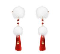 F Fityle 2 pinzas para el pelo con forma de campana y borlas para mujer, decoración de horquilla para ropa china, pasadores rojos para el pelo de año Nuevo