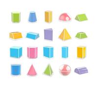 F Fityle 20 Piezas de Formas geométricas Plegables 3D, sólidos geométricos, Ayuda matemática para aulas preescolares, Juego de Modelos geométricos, Formas
