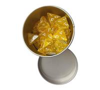 F Fityle 25 dados poliédricos acrílicos con caja de almacenamiento, regalo con números blancos, juego de dados para juegos de mesa, juegos de matemáticas, Amarillo