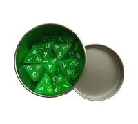 F Fityle 25 dados poliédricos acrílicos con caja de almacenamiento, regalo con números blancos, juego de dados para juegos de mesa, juegos de matemáticas, Verde