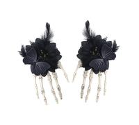 F Fityle 2x pinzas para el cabello de Halloween, pasadores para el cabello, decoración para el cabello, horquilla para la mandíbula del cabello para manos, Negro