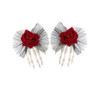 F Fityle 2x pinzas para el cabello de Halloween, pasadores para el cabello, decoración para el cabello, horquilla para la mandíbula del cabello para manos, Rojo