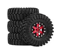 F Fityle 4 Piezas 1/18 1/24 RC Crawler Car Ruedas y neumáticos de Repuesto Accesorio Profesional Resistente de Rendimiento para SCX24 TRX4M, Rojo