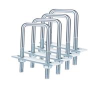 F Fityle 4 Piezas de Pernos U Cuadrados de Metal Galvanizado con Accesorios para Sujeción en Madera Tubos Y Remolques Adecuado para Fabricación Y Automoción, M8 60x100 Mm